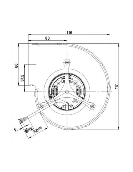 Ventilatore centrifugo EBM D2E120AA0104 85 WATT 390 MC/H